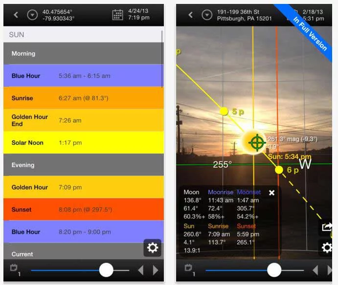 fotografie app sun surveyor