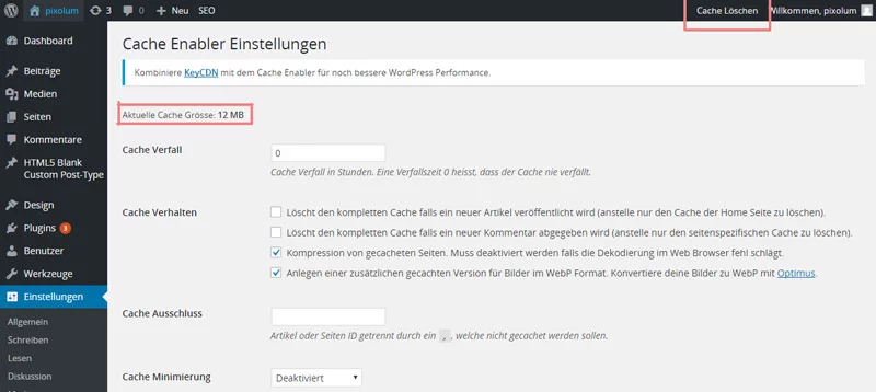 wordpress fotografen cache plugin