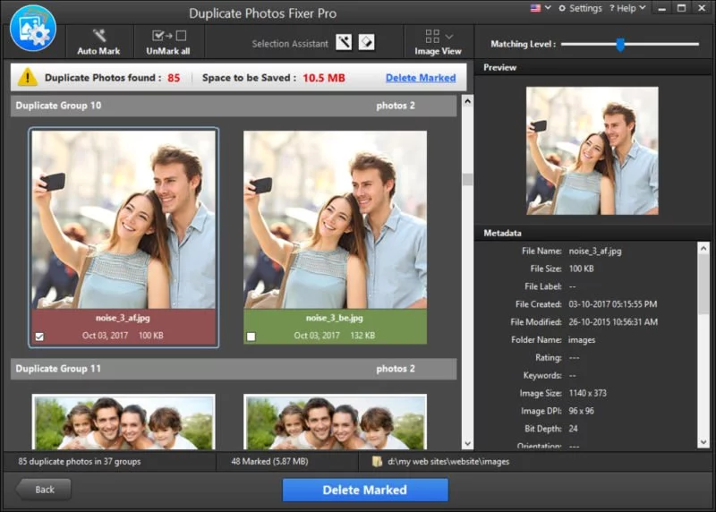Doppelte Bilder finden - Printscreen Duplicate Photos Fixer Pro
