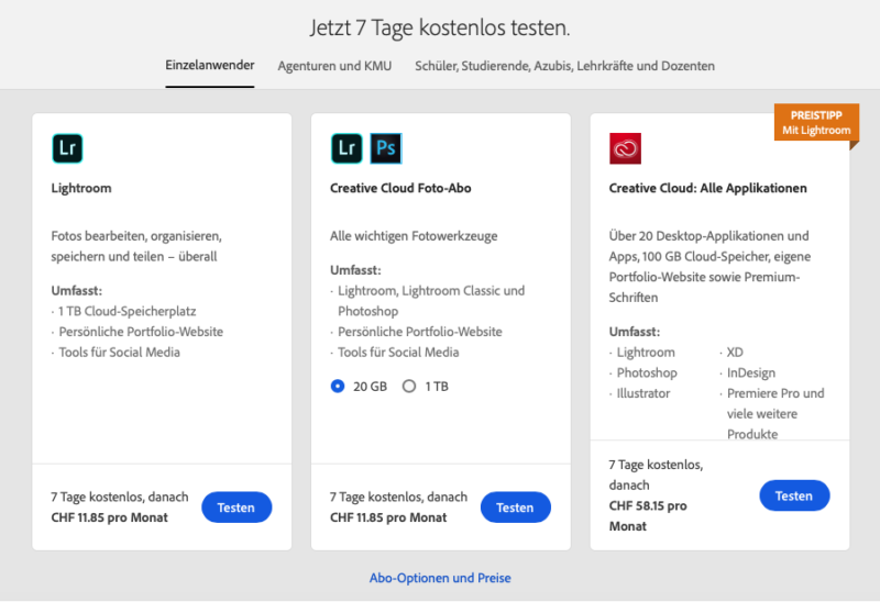 Luminar vs Lightroom Preis Lightroom Übersicht