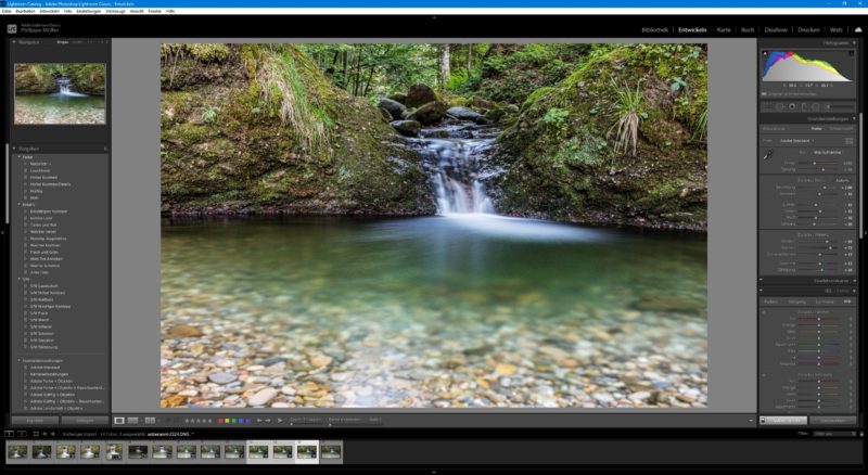 nachbearbeitungsprogramm fuer shooting von fliessendem wasser