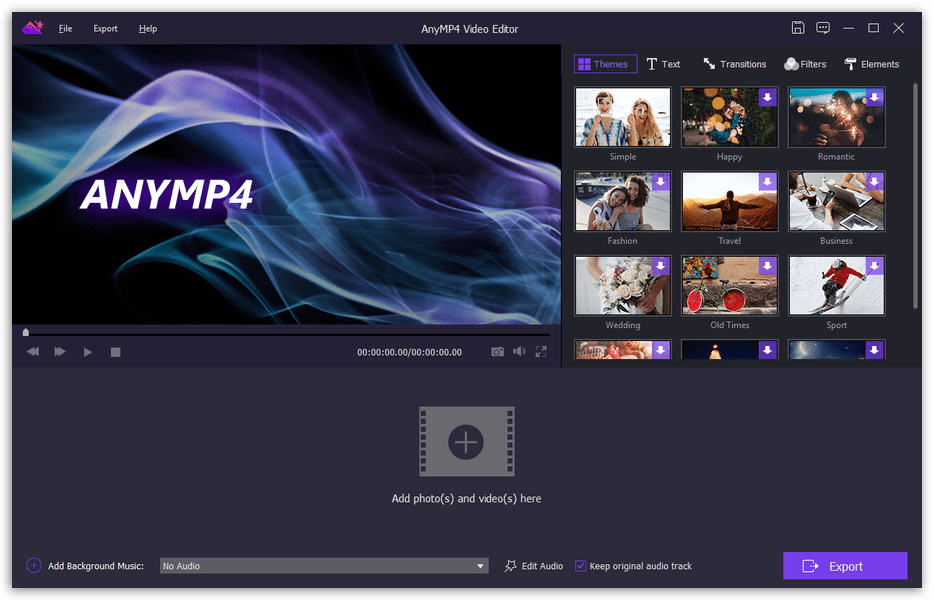 AnyMP4 Video Editor Main Interface
