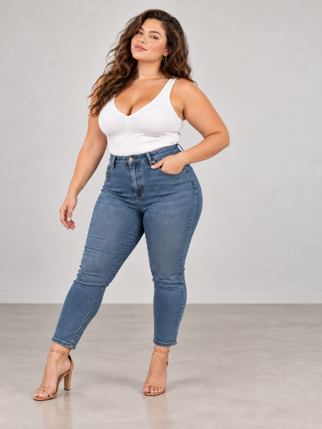 Plus-Size-Models – Kurven gekonnt in Szene setzen 5 Selbstbewusster Look im Jeansstil